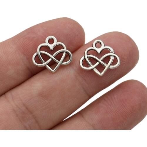 20PCS Antique Silver Plated Heart Infinity Charms Pendants for Jewelry Making Necklace DIY Earrings Handmade Craft