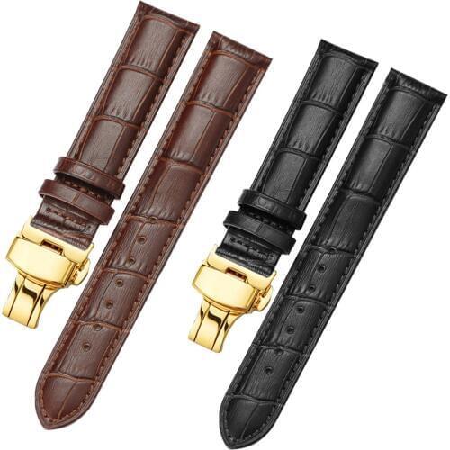 Butterfly Buckle Leather Strap Top Cow Leather Watch Band Universal Watchband 12mm 14mm 16mm 18mm 19mm 20mm 21mm 22mm 24mm