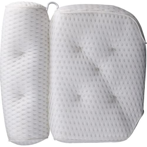 Mesh Bath Pillow Breathable Get Relaxation Bathroom Products 4D Suction Cups Mount Bathtub Neck Back Cushion