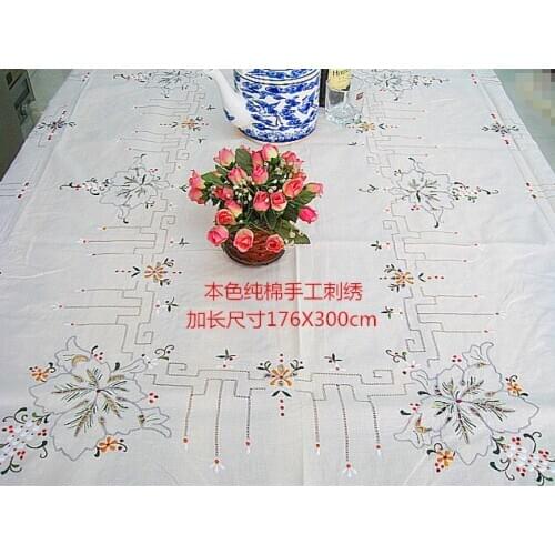 Export tide hand embroidered tablecloth old hand pure cotton bed cover hand embroidered grape embroidered European style