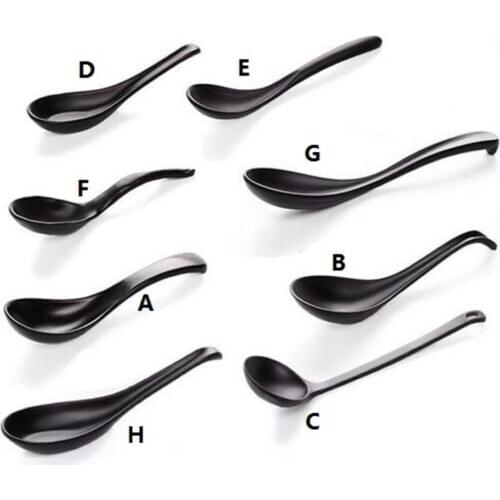 Soup Spoon Black Matte Ladle Spoon Japanese Style Hand-Pulled Noodle Tableware Anti-Fall Tortoise Shell Shaped Spoon 1.10