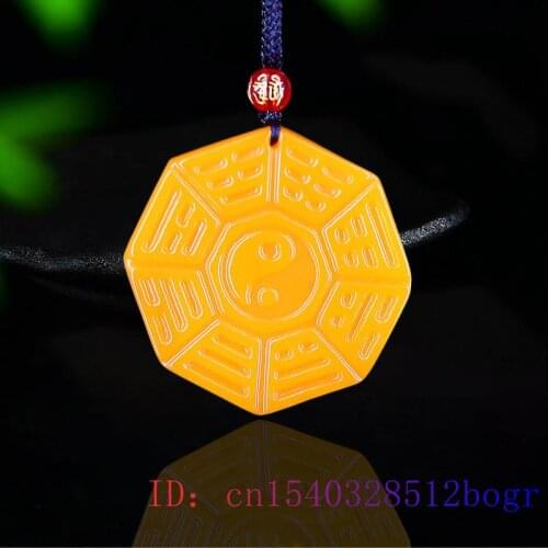 Yellow Jade Tai Chi Pendant Women Amulet Men Natural Necklace Chinese Jewellery Charm Gifts Carved Lucky Fashion Accessories
