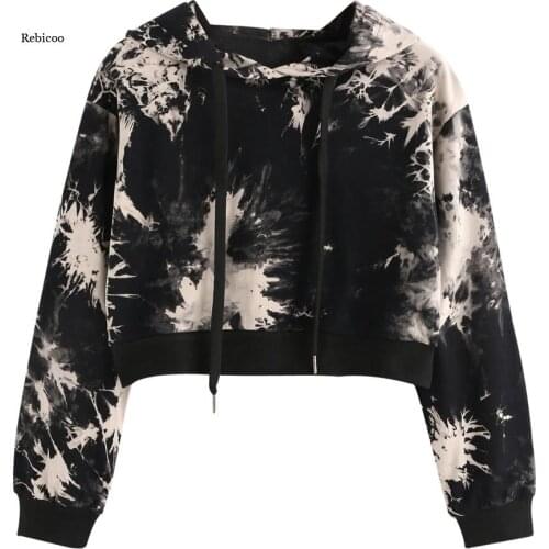 Women Printed Long Sleeve Short Sweatshirt Hoodies Tops Blouse Short Womens Sweatshirt Mujer Hoodie