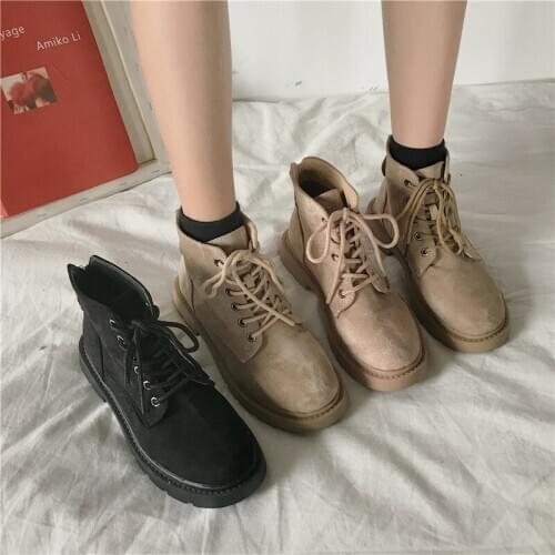 Rock Gothic Martins Shoes Woman Lolita Boots Girls Booties Luxury Designer Mid Heels Round Toe Short Lace Up Rubber Fashion Goth