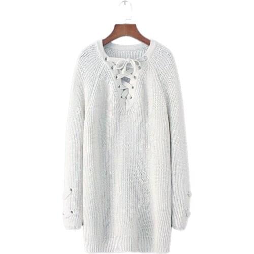 2017 Sweater Women Long V Collar Collar Pullovers Quick Sell Female Clothing Europe And The United States Vestidos MMY69105