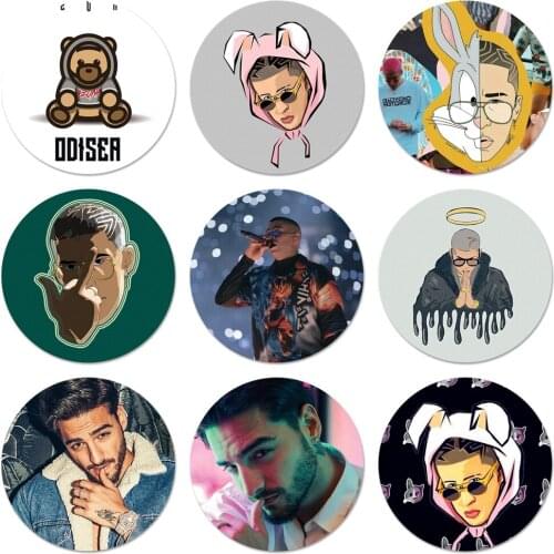 Bad Bunny Maluma Ozuna POP Hip Hop Rapper Icons Pins Badge Decoration Brooches Metal Badges For Backpack Decoration 58mm