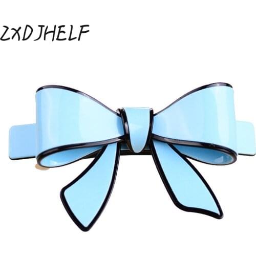 ZXDJHELF Acrylic Bowknots Solid Bows Girls Hairpins Large French Barrettes Ponytail Holder Hair Clips Accessories 5 Colors F118