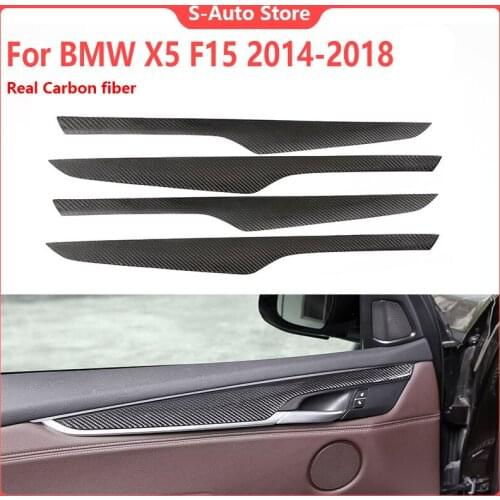 1 Set For BMW X5 F15 2014-2018 Real Carbon fiber Interior Door Decoration Panel Cover Trim Car Accessories