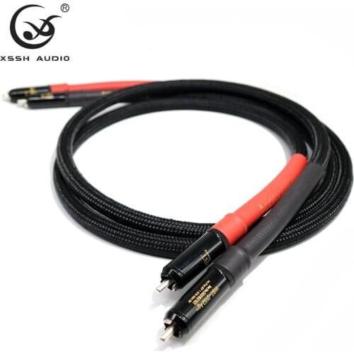 1 pair 2pcs XSSH Hi-end HIFI FA-220 PVC 2 core Pure Copper OFC PCOCC 0152Ag RCA Male RCA to RCA Auido Cable Cord Wire