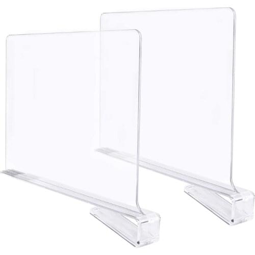 H7JB 2 Pcs Clear Acrylic Shelf Dividers for Closet Wood Closets Shelf Separator Plate
