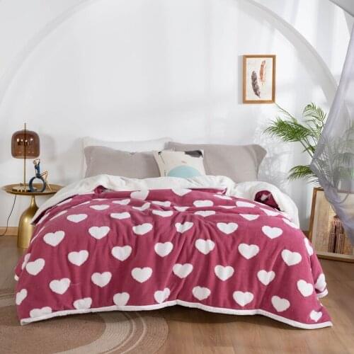 220Thicken Mink Cashmere Duvet Cover Winter Warm Flannel Bedding Stripe Lattice Love Printing Quilt Comforter Set