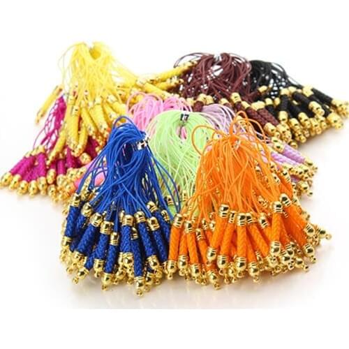 25pcs/lot 14 Colors Mobile Phone Pendant Strap Chain Braided Rope Cord Wire with Hole for Keychain Charm DIY Jewelry Findings