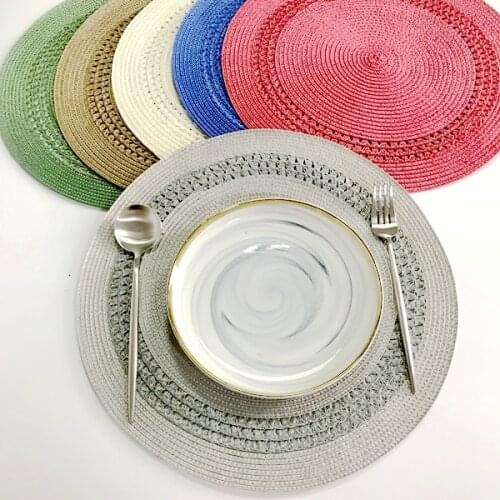4PC 38cm Round Coaster Insulation Table Mats Pads PVC Table Placemat Non-slip Mats Coffee Tea Place Mats Kitchen Decoration