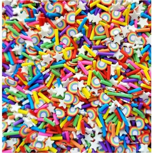 65g New Slime Cloud Rainbow Polymer Clay Slice Topping Supplies Cute DIY Candy Mixed Sprinkles Filler For Cloud Clear Slime