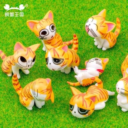 9pcs/set DIY Cat Mini Resin Moss Micro Landscape Decoration Outdoor Miniature Garden Ornaments Flower Pot Cat Model Accessories