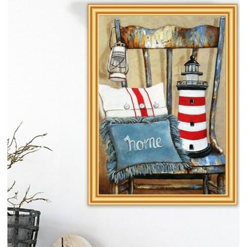 Full Square Round Drill 5D DIY Diamond Painting Lighthouse chair Cross Stitch Diamond Embroidery Mosaic Rhinestones Decor Gift