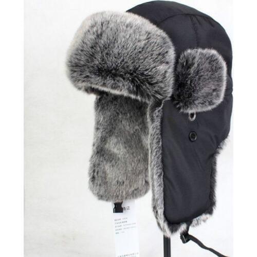 B-8432 Man Bomber Hat Adult Ski Cap Winter Bomber Hats Earflap Fur Hats Russian Ushanka Hat
