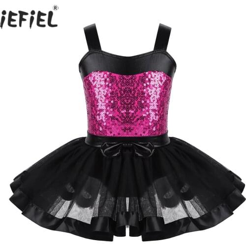 Kids Girls Ballerina Ballet Tutu Dress Prom Party Costume Kids Sequined Flower Dress Girls Dance Wear Gymnastic Ballet Leotard
