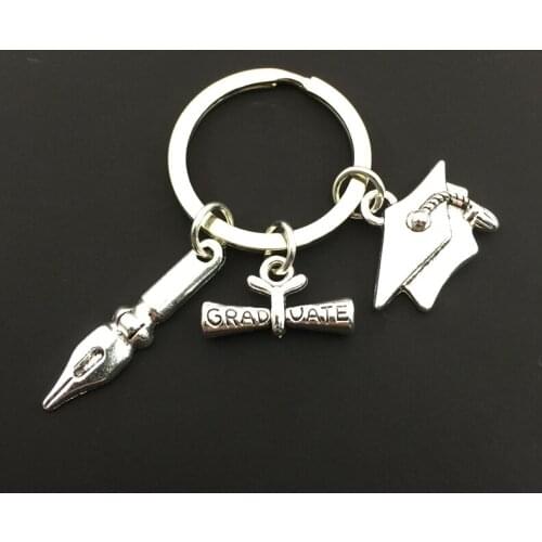 Graduation ceremony keychain fountain pen graduation souvenir bachelor hat badge keychain best gift for students