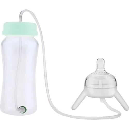 Baby Feeding Long Straw Bottle 300ml Natural Baby Bottle Self-Feed Hands -Free Baby Nursing Bottle For Baby Breastfeeding