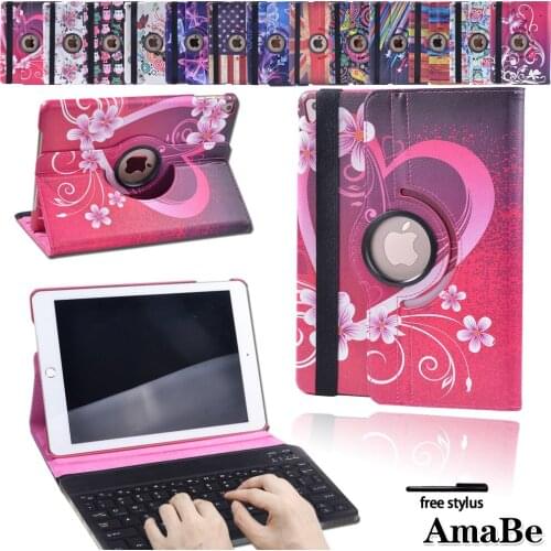 360 Degree Rotating Stand Leather Protective Cover Case for Apple Ipad Air /ipad 5 Tablets Protective Shelld+Bluetooth Keyboard