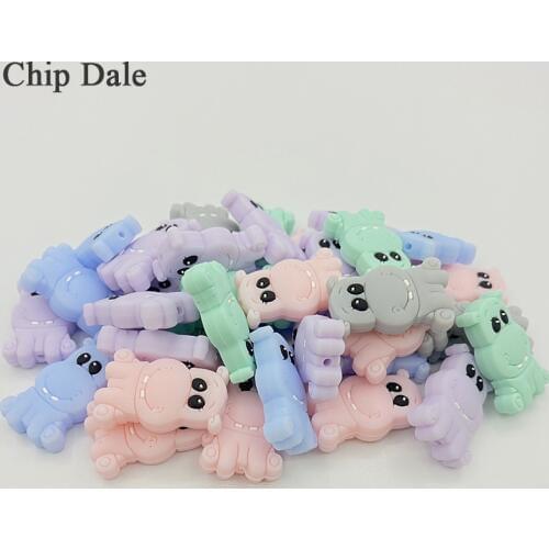 Chip Dale 5pcs Cartoon Hippo Silicone Beads Food Grade Mini Silicone Beads BPA Free Baby Teething Chew Toy DIY Pacifier Chain
