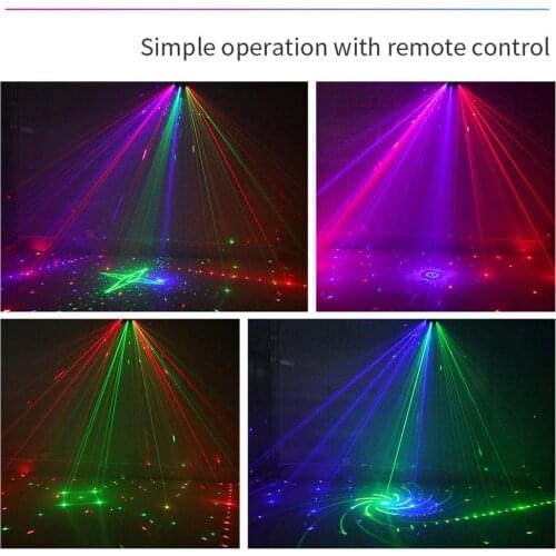 DMX Laser Projection Lamp 15-eye RGB Stage Light DMX512 Disco Lighting Remote Control For KTV Halloween Christmas Party Decor