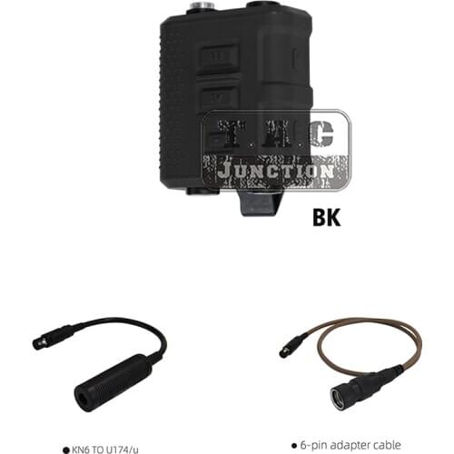 FCS V60 PTT Tactical Transmitter Receiver Connector AMP Comtac III HeadSet 6 PIN Adapter Cable KN6 To U174/U Set BK
