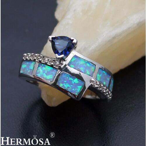 Hermosa Elegant Gift Mystic Fire Australian Opal Womens Ring Wedding Rings Size 6# DF77