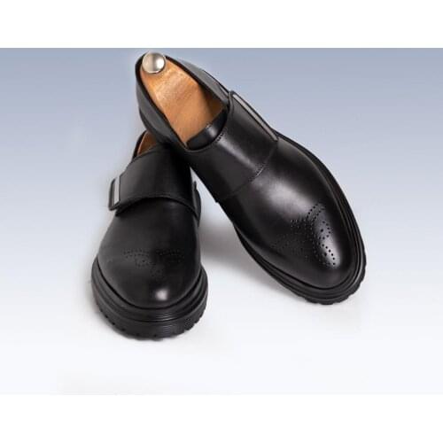IBAY LUCCA Mens Black Genuine Leather Casual Classic Shoes