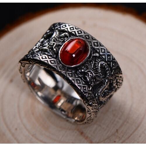 100% REAL JASPER JADE RINGS RESIZABLE RUBY DRAGON RING 925 STERLING SILVER RING WOMEN MEN RINGS JADE JEWELRY DIAMOND RING