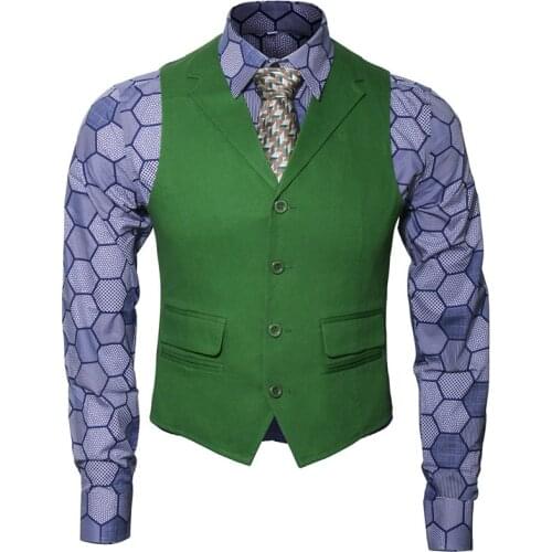 Dark Knight Rise Joker Cosplay Uniform Adult Men Shirt + Green Vest + Tie Halloween Movie Cosplay Costumes