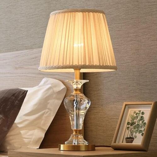 European style living room copper crystal table lamp luxury simple modern dimmable bedroom bedside lamp free shipping