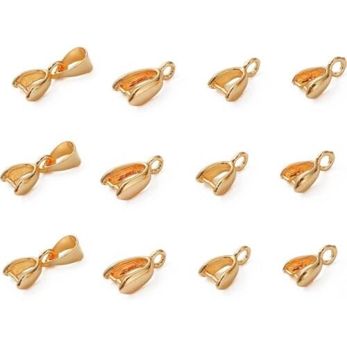 2Pc18K Gold Plated Copper Clasps Pinch Clips Bails Charm Melon Seeds Pendant DIY Necklace Bracelet Connectors Jewelry Finding