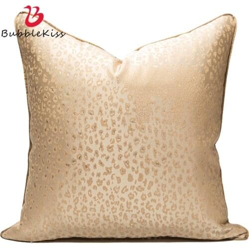 Bubble Kiss Light Luxury Pillowcase Embroidered Gold Leopard Cushion Cover Sofa Hotel Decorative Pillow Cover for Living Room