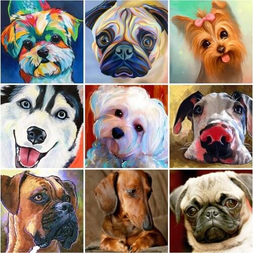 MomoArt 5D DIY Diamond Embroidery Dog Craft Kit Full Square Round Diamond Painting Animal Handmade Gift Wall Decorations