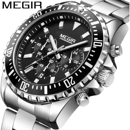 MEGIR 2064 Men Wrist LuxuryWaterproof Quartz Watch Products Fashion Man Wrist Watch Sport Design Stainless Steel Watch