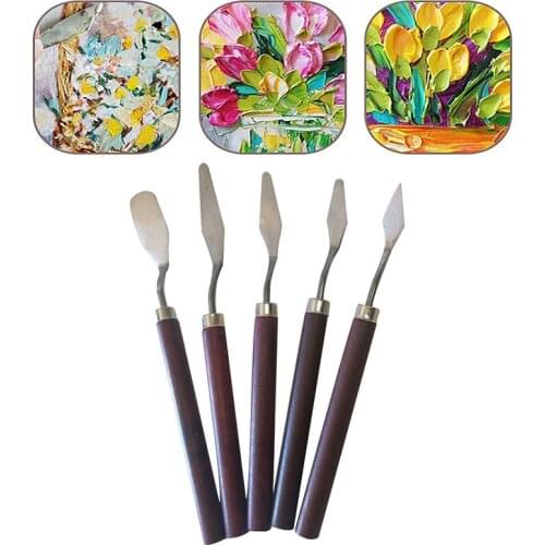 5Pcs/set Stainless Steel Spatula Kit Palette Gouache Supplies For Oil Painting Knife Fine Arts Painting Tool Set Flexible Blades