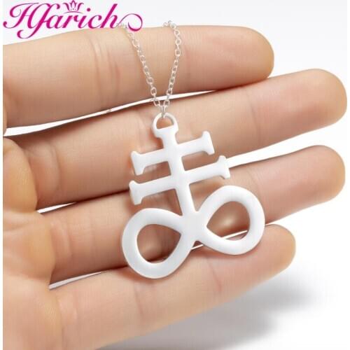 Stainless Steel Satanic Symbol Jewelry Lucifer Pentagram Baphomet Amulet Goat Satan Wiccan Satanism Cross Pendant Necklace