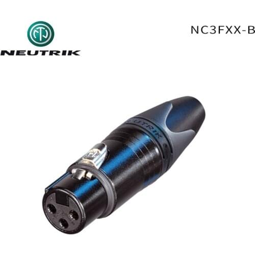 NEUTRIK NC3FXX-B 3 pole Female cannon XLR cable connector black metal housing gold contacts Microphone plug