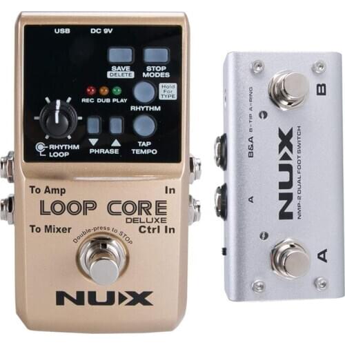 NUX Loop Core Deluxe Guitar Effect Pedal 24-bit Audio Looper 8 Hours Recording Automatic Tempo Detection with Dual Footswitch