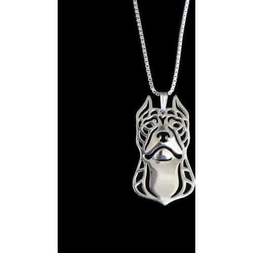 Wholesale Unique Handmade Boho Chic Pit Bull Terrier (cropped ears) Necklace Female/Male Gift Pendant--12pcs/Lot