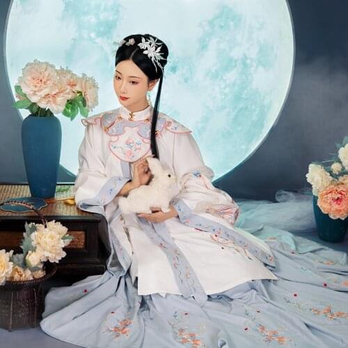 Autumn Winter Women Chinese Style Hanfu Dress Traditional Ming Dynasty Embroidery Wedding Dresses Oriental Elegant Fairy Costume