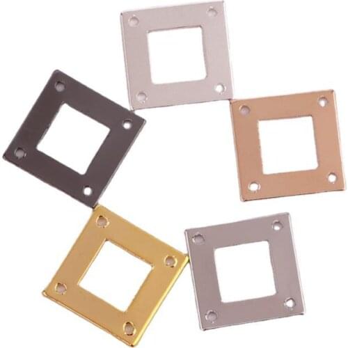 0.4*13mm Porous Square Necklace Earrings Connector Electroplating Multicolor Fashion Charm Hollow Square Pendant