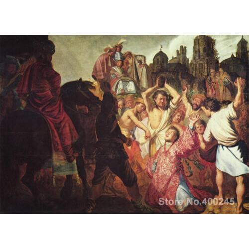 Portrait Art paintings The Stoning of Saint Stephen by Rembrandt van Rijn High quality Hand painted