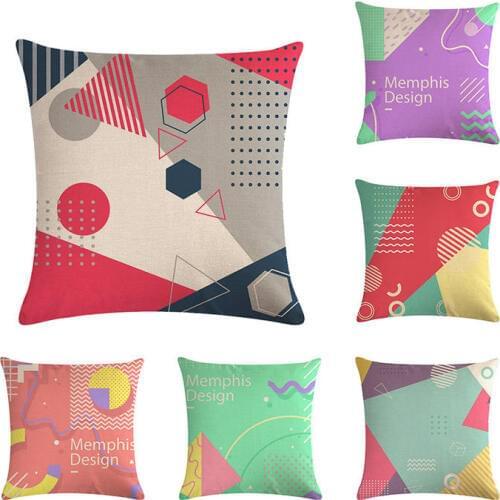 45x45cm Colorful Geometry pattern Cushion cover Geometric Printed pillowcases Cotton Linen Art Pillow covers Sofa cushion cover