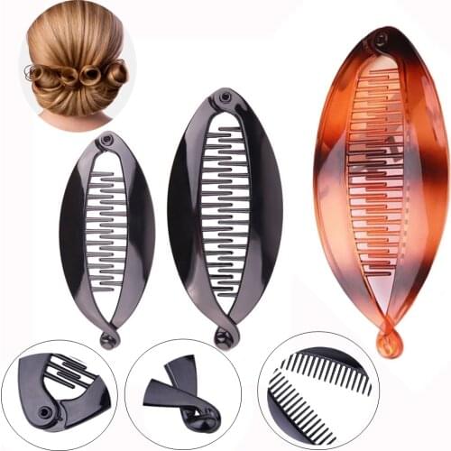 Multi-sizes Fish Shape Hair Claws Clips Ponytail Holder for Women Girls Banana Clips Crabs Black Brown Hair Styling Accessories