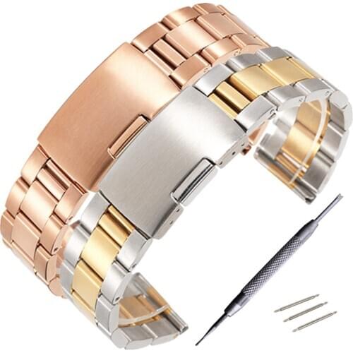 18/20/22/24/26/28mm Straight general stainless steel strap solid strap