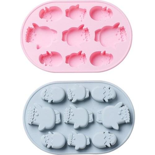 9 Cells Cute Chicken Family Cake Molds Kitchen Baking Tools Safe Material Silicone Mold DIY Candle Biscuit Jelly Chocolate Mould