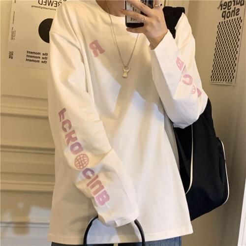 Loose Long-Sleeved T-shirt Womens Tops Autumn Clothes Woman Tshirts Tops Mujer Camisetas